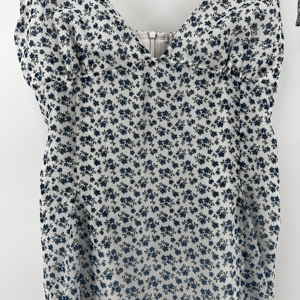 Her Empire Y2K Blue White Floral Mini Dress Size Large Boho Babydoll Cottagecore - Picture 2 of 11